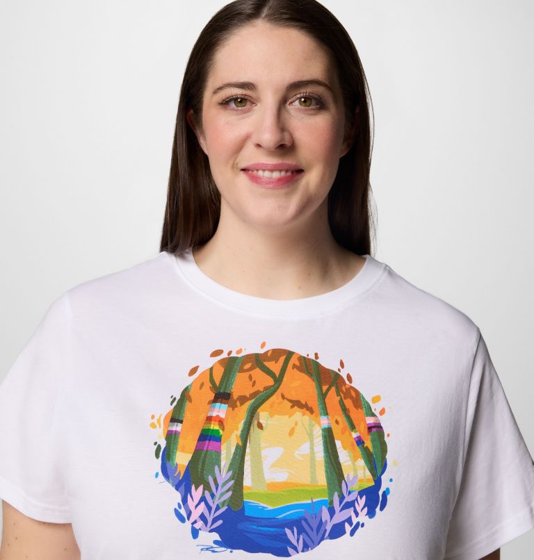 Women's Rolling Bend Graphic Short Sleeve Shirt - Plus Size, Color: White, S25 Pride, image 4