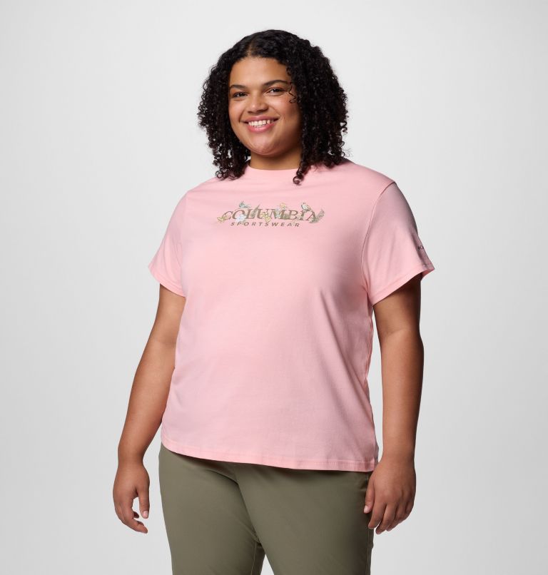 Women's Rolling Bend Graphic Short Sleeve Shirt - Plus Size, Color: Pink Sand, Outback Critters, image 1
