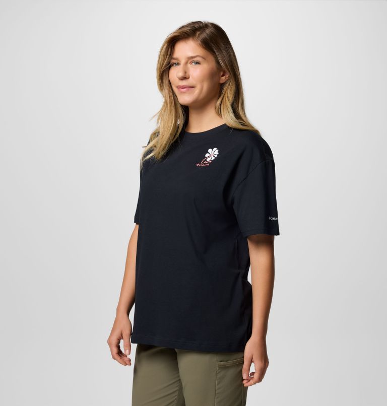 Camiseta oversize con estampado Rolling Bend para mujer, Color: Black, Floral Fun, image 3
