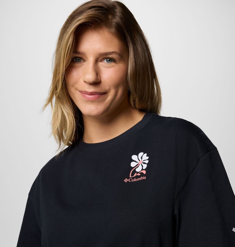 Camiseta oversize con estampado Rolling Bend para mujer, Color: Black, Floral Fun, image 4