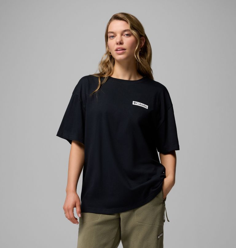 Women's Rolling Bend Graphic Oversized T-Shirt, Color: Black, Mountainview, image 3
