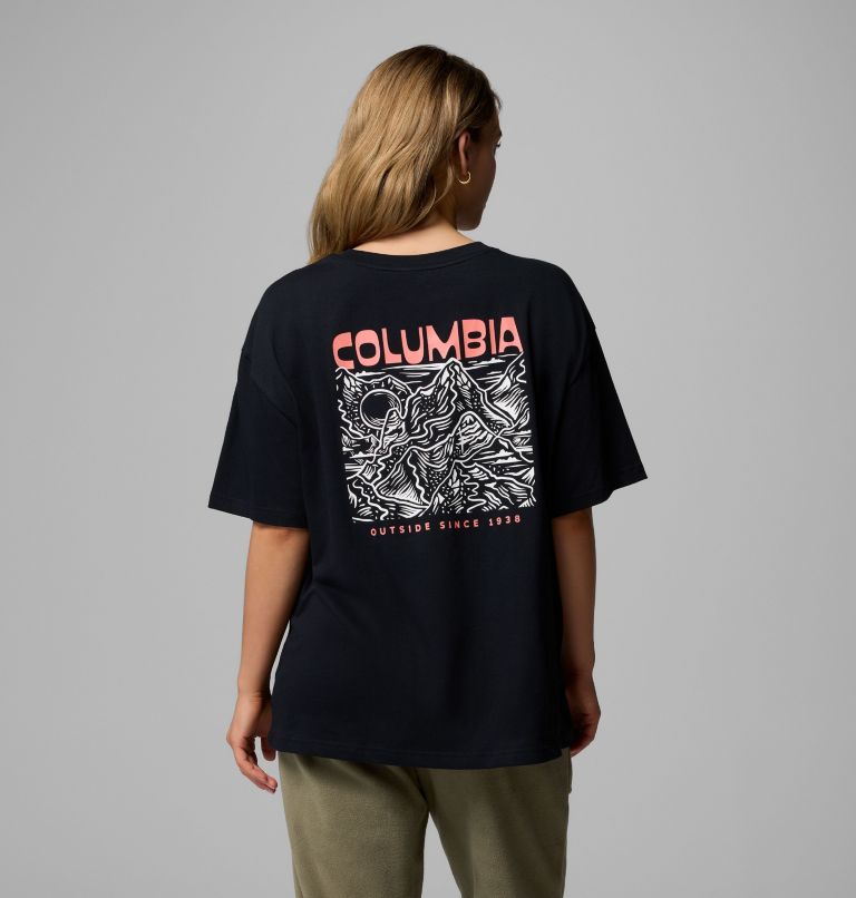 Women's Rolling Bend Graphic Oversized T-Shirt, Color: Black, Mountainview, image 1