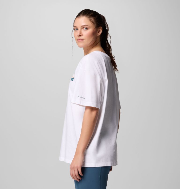 Women's Rolling Bend Graphic Oversized T-Shirt, Color: White, First On Trail, image 4