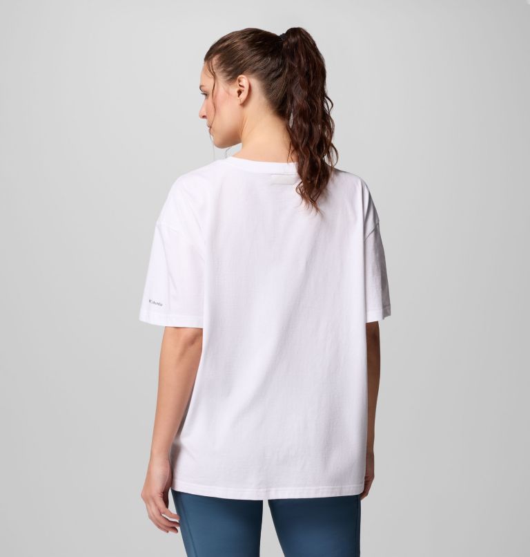 Women's Rolling Bend Graphic Oversized T-Shirt, Color: White, First On Trail, image 3