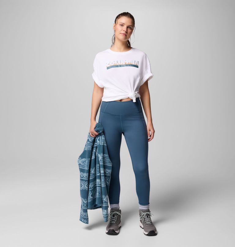 Women's Rolling Bend Graphic Oversized T-Shirt, Color: White, First On Trail, image 2