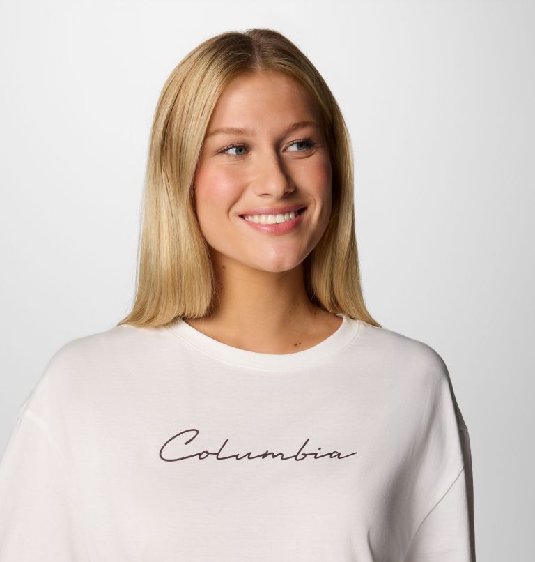 Women's Rolling Bend Graphic Oversized T-Shirt, Color: Sea Salt, Trailscape, image 4