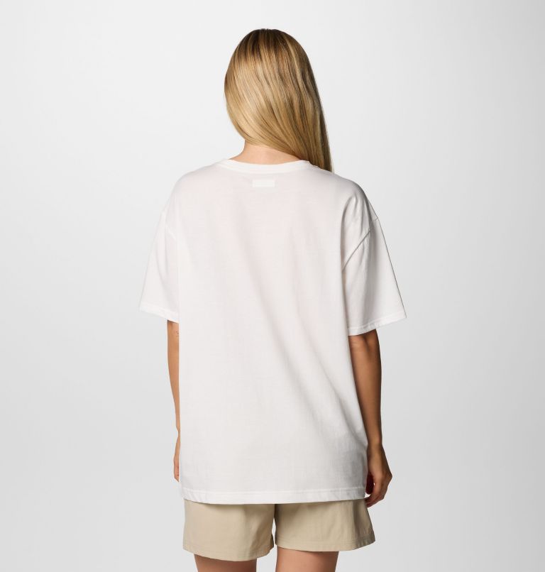 Women's Rolling Bend Graphic Oversized T-Shirt, Color: Sea Salt, Trailscape, image 2