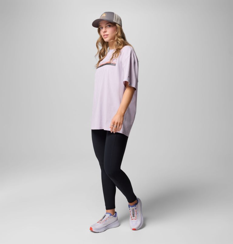 Women's Rolling Bend Graphic Oversized T-Shirt, Color: Lavender Pearl, First On Trail, image 7