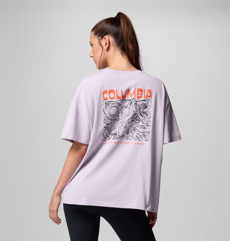 Camiseta oversize con estampado Rolling Bend para mujer, Color: Lavender Pearl, Mountainview, image 1