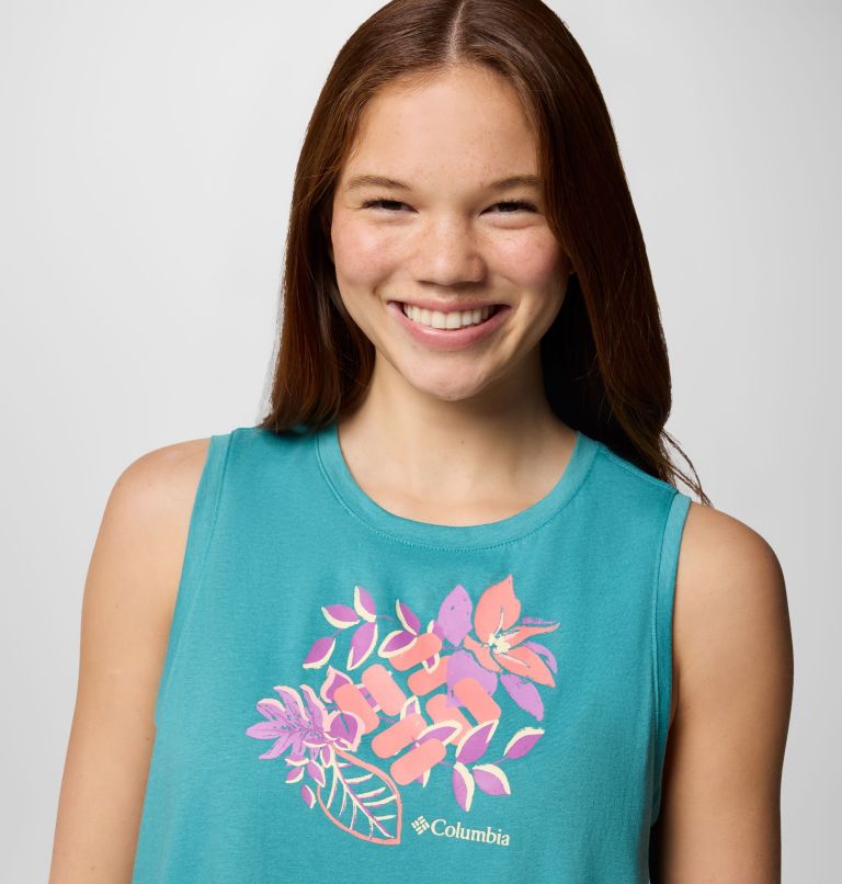 Women's Ruby Springs Graphic Tank, Color: Teal, Botanical Gem, image 4