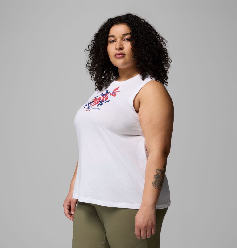 Women's Ruby Springs Graphic Tank - Plus Size, Color: White, Botanical Gem, image 3
