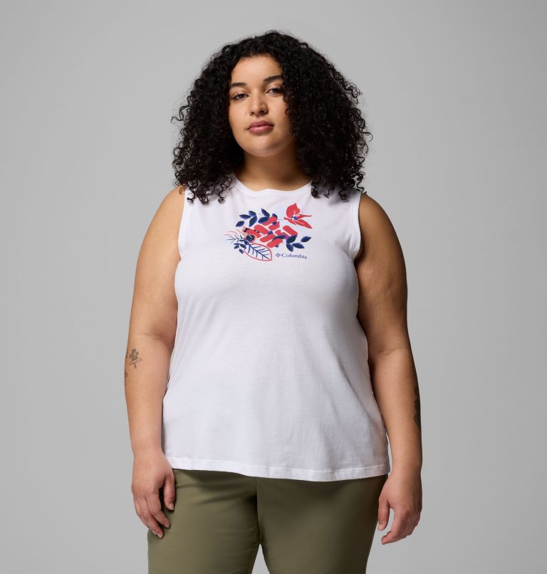 Women's Ruby Springs Graphic Tank - Plus Size, Color: White, Botanical Gem, image 1