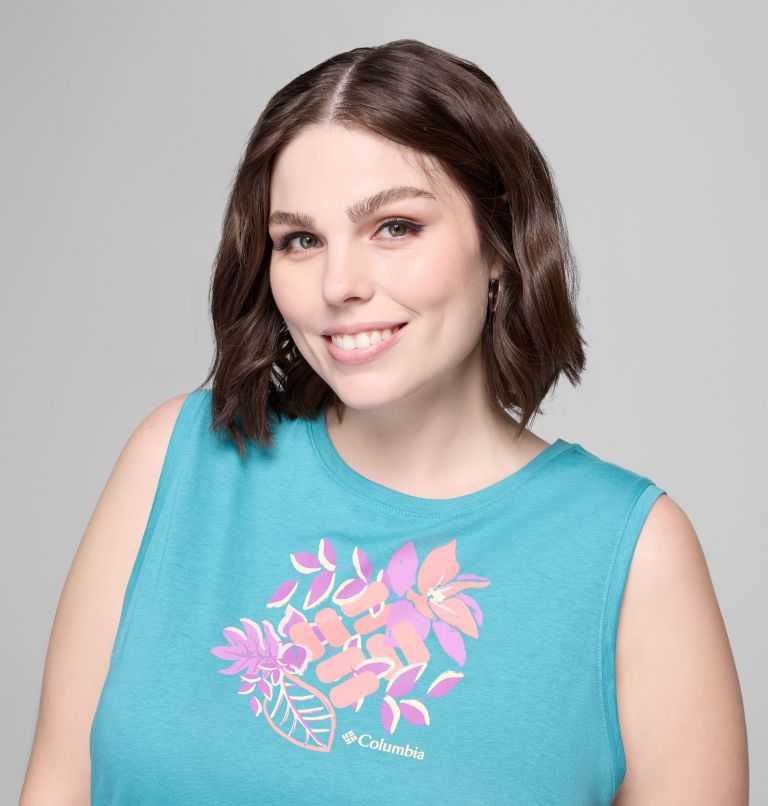 Women's Ruby Springs Graphic Tank - Plus Size, Color: Teal, Botanical Gem, image 4