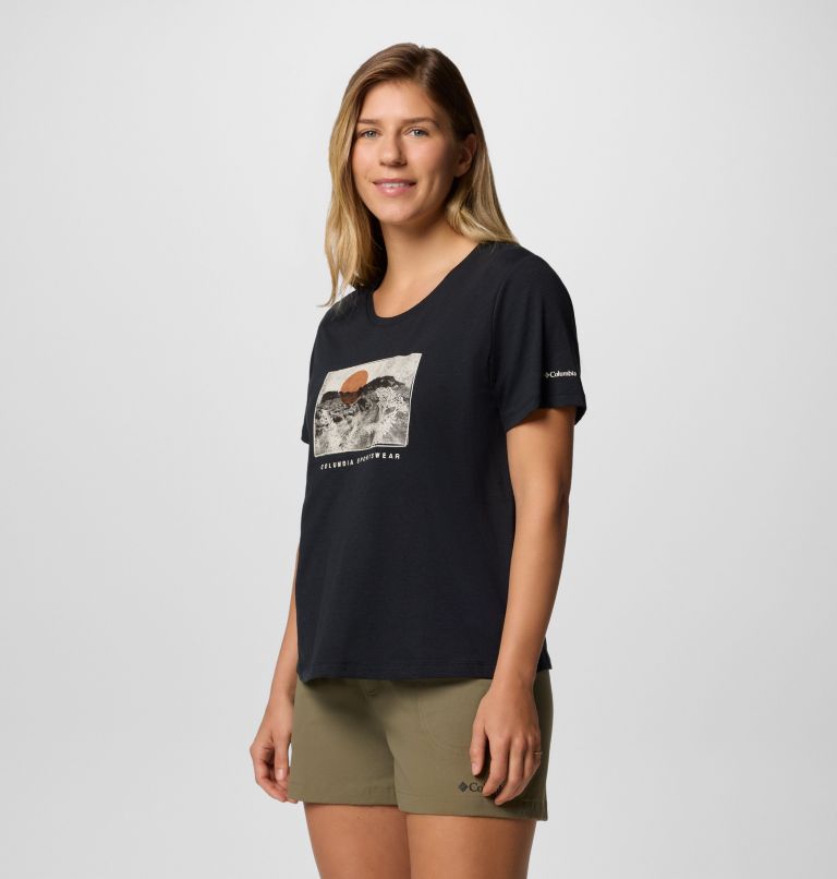 Women's Ruby Springs Graphic Scoop Neck Technical T-Shirt, Color: Black, Wanderlust, image 3