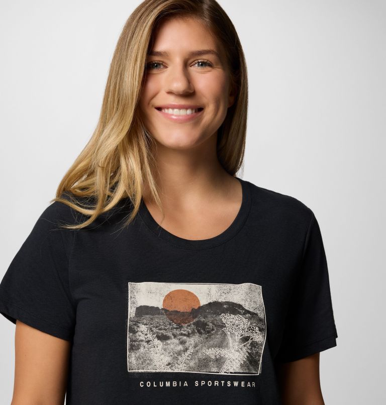 Women's Ruby Springs Graphic Scoop Neck Technical T-Shirt, Color: Black, Wanderlust, image 4
