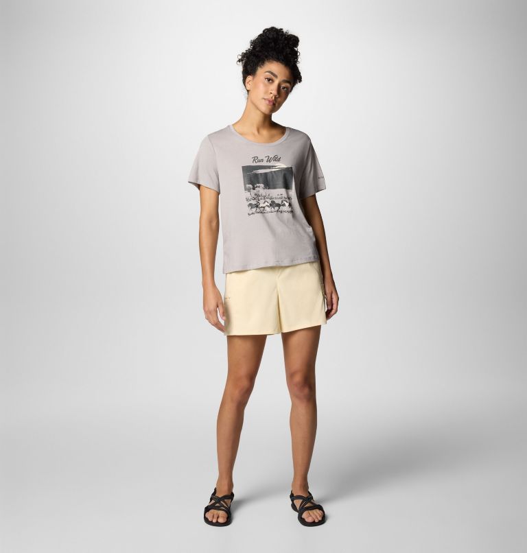 Women's Ruby Springs Graphic Scoop Neck Short Sleeve Shirt, Color: Columbia Grey Heather, Running Free, image 5
