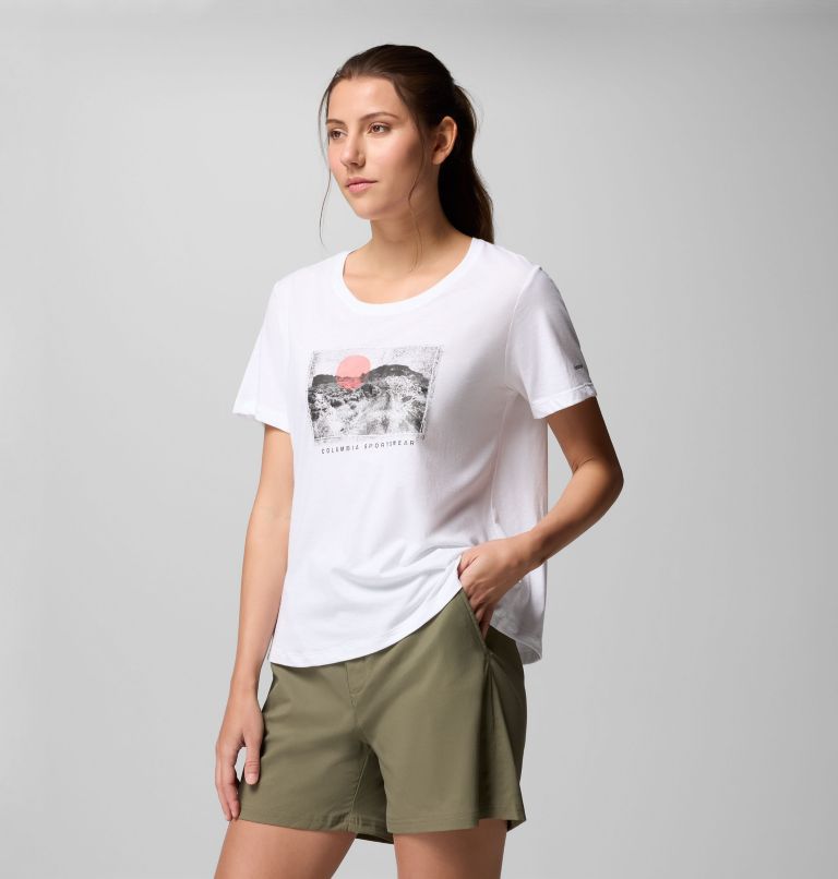 Camiseta técnica con cuello redondo y estampado Ruby Springs para mujer, Color: White, Wanderlust, image 3