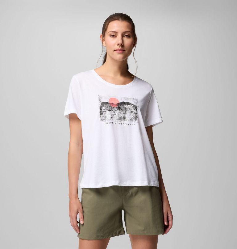 Camiseta técnica con cuello redondo y estampado Ruby Springs para mujer, Color: White, Wanderlust, image 1
