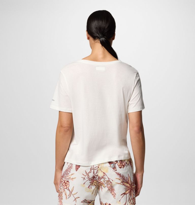 Women's Ruby Springs Graphic Scoop Neck Technical T-Shirt, Color: Sea Salt, Foggy Hillscape, image 2