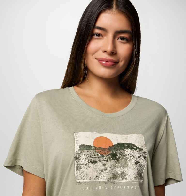 Camiseta técnica con cuello redondo y estampado Ruby Springs para mujer, Color: Safari, Wanderlust, image 4