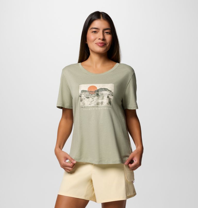 Camiseta técnica con cuello redondo y estampado Ruby Springs para mujer, Color: Safari, Wanderlust, image 1