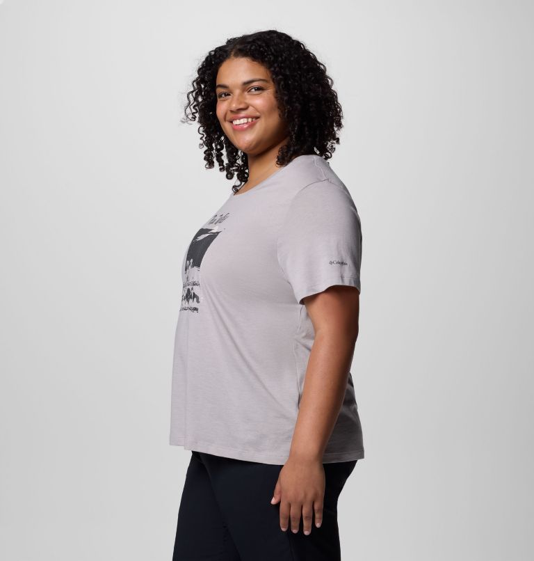 Women's Ruby Springs Graphic Scoop Neck Short Sleeve Shirt - Plus Size, Color: Columbia Grey Heather, Running Free, image 3