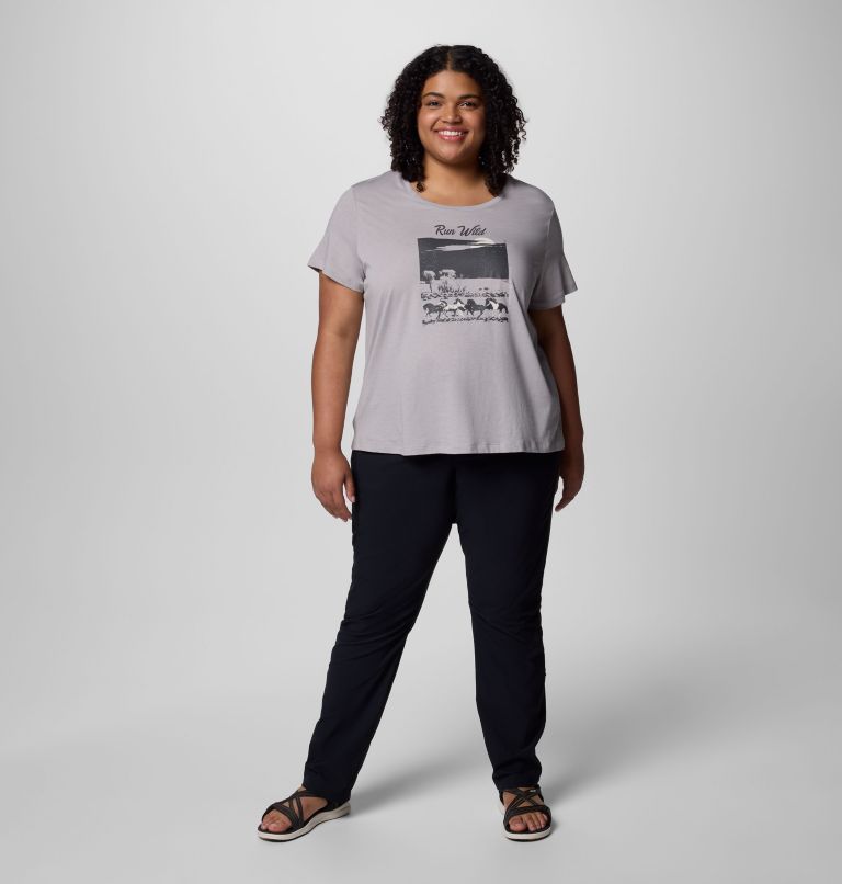Women's Ruby Springs Graphic Scoop Neck Short Sleeve Shirt - Plus Size, Color: Columbia Grey Heather, Running Free, image 5
