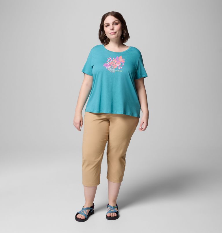 Women's Ruby Springs Graphic Scoop Neck Short Sleeve Shirt - Plus Size, Color: Teal, Botanical Gem, image 6