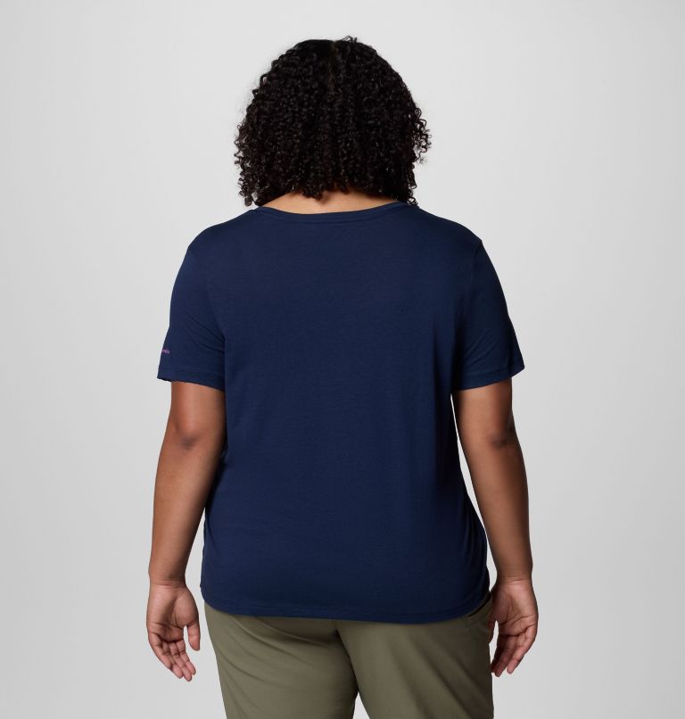 Women's Ruby Springs Graphic Scoop Neck Short Sleeve Shirt - Plus Size, Color: Collegiate Navy, Wanderlust Floral, image 2