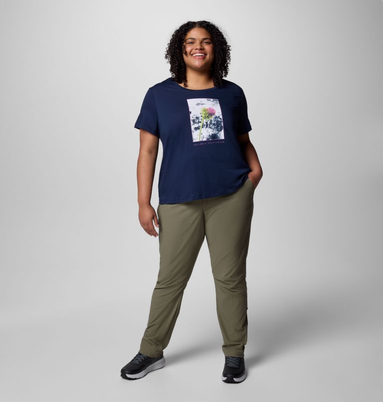 Women's Ruby Springs Graphic Scoop Neck Short Sleeve Shirt - Plus Size, Color: Collegiate Navy, Wanderlust Floral, image 5