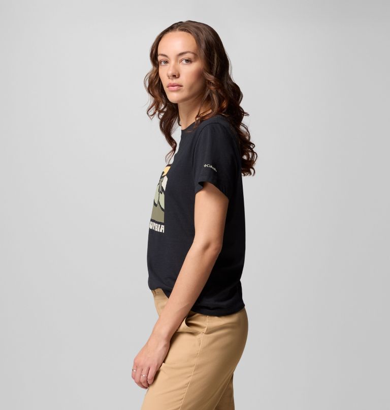 Women's Ruby Springs Graphic Fitted Short Sleeve Shirt, Color: Black, Get Hiked, image 4