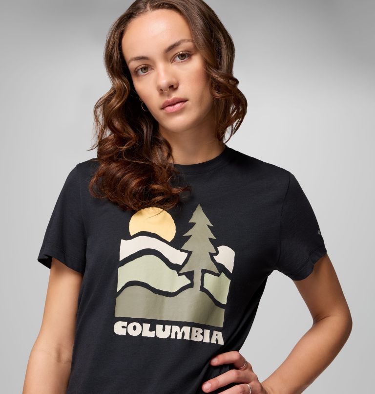 Women's Ruby Springs Graphic Fitted Short Sleeve Shirt, Color: Black, Get Hiked, image 5