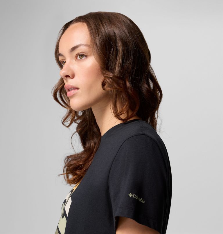 Women's Ruby Springs Graphic Fitted Short Sleeve Shirt, Color: Black, Get Hiked, image 6