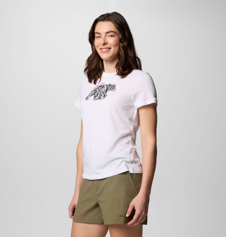 Camiseta técnica ajustada con estampado Ruby Springs para mujer, Color: White, Bearly Swirl, image 3