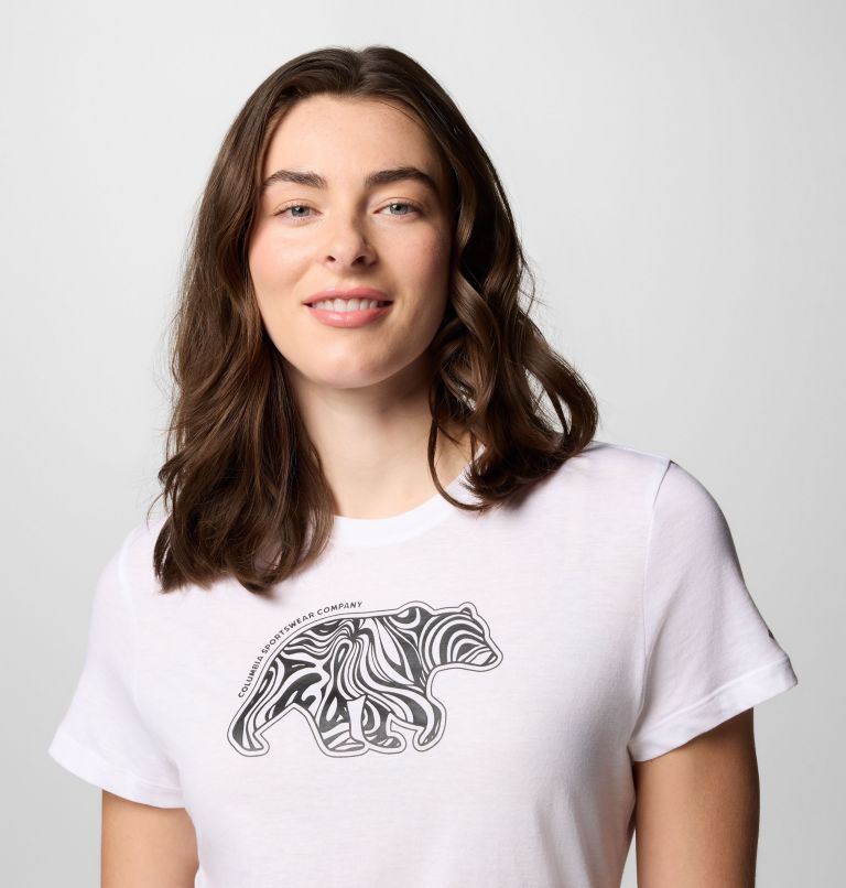 Camiseta técnica ajustada con estampado Ruby Springs para mujer, Color: White, Bearly Swirl, image 4