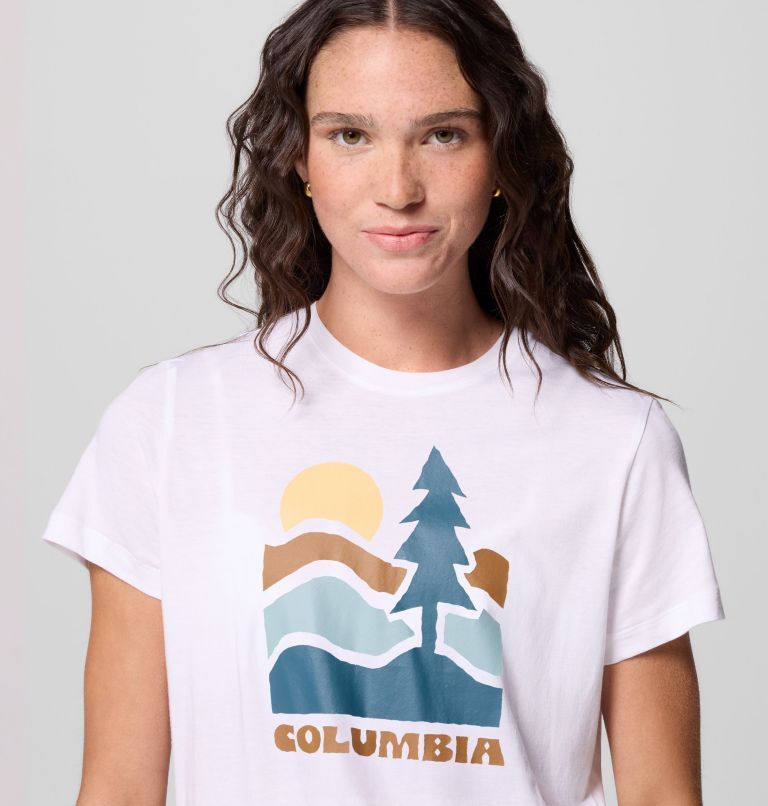 Women's Ruby Springs Graphic Fitted Short Sleeve Shirt, Color: White, Get Hiked, image 5