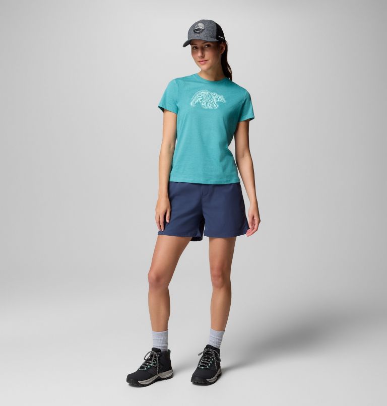 Women's Ruby Springs Graphic Fitted T-Shirt, Color: Teal, Bearly Swirl, image 5