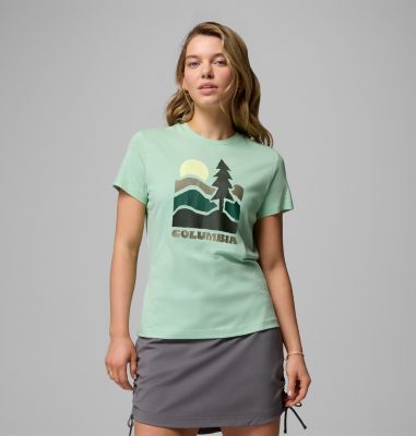Women's Ruby Springs Graphic Fitted T-Shirt, Color: New Mint, Get Hiked, image 7