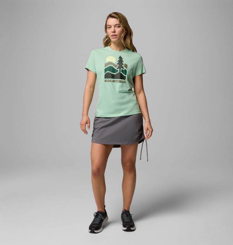 Women's Ruby Springs Graphic Fitted T-Shirt, Color: New Mint, Get Hiked, image 2