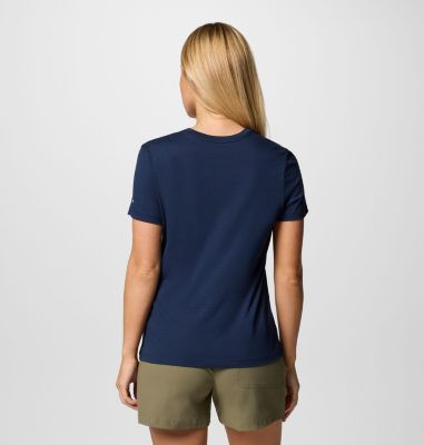 Women's Ruby Springs Graphic Fitted T-Shirt, Color: Collegiate Navy, Bearly Swirl, image 14
