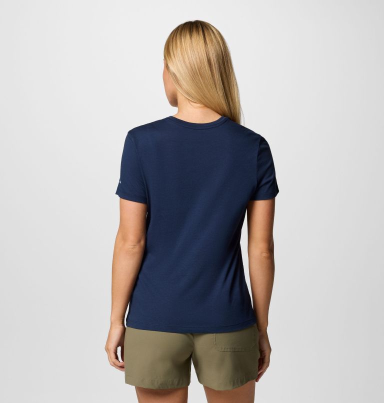 Women's Ruby Springs Graphic Fitted Technical T-Shirt, Color: Collegiate Navy, Bearly Swirl, image 2