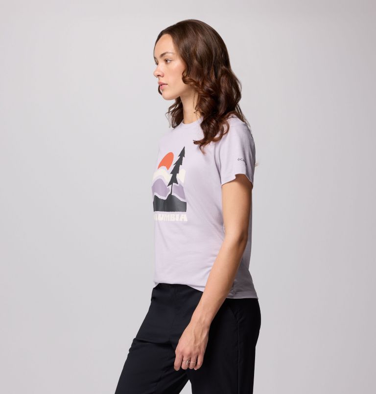 Women's Ruby Springs Graphic Fitted Short Sleeve Shirt, Color: Lavender Pearl, Get Hiked, image 4