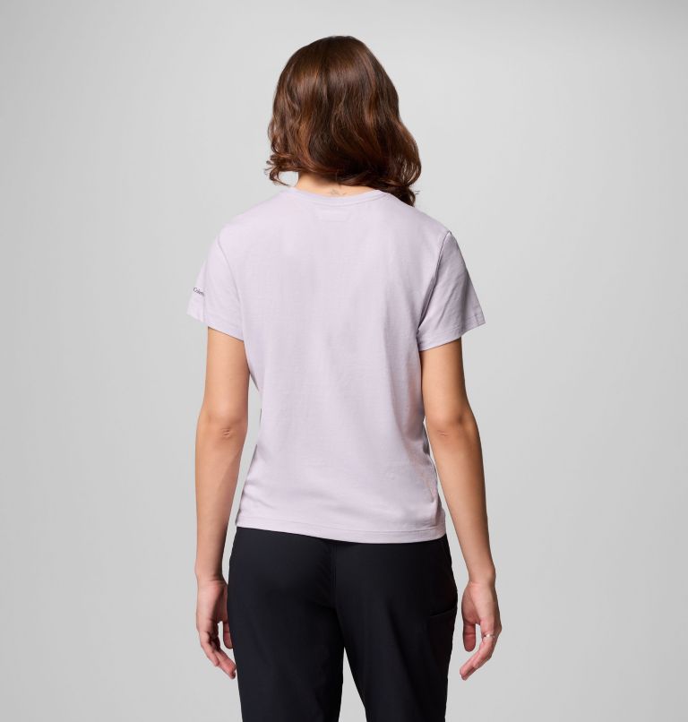 Women's Ruby Springs Graphic Fitted Short Sleeve Shirt, Color: Lavender Pearl, Get Hiked, image 3