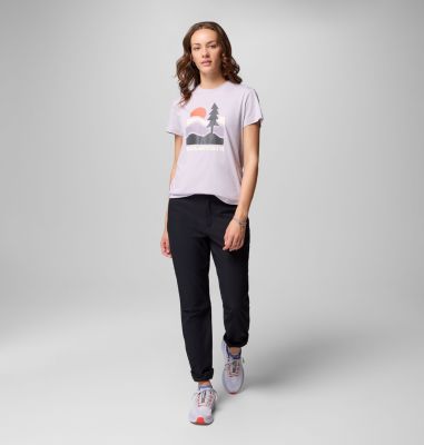 Women's Ruby Springs Graphic Fitted T-Shirt, Color: Lavender Pearl, Get Hiked, image 10