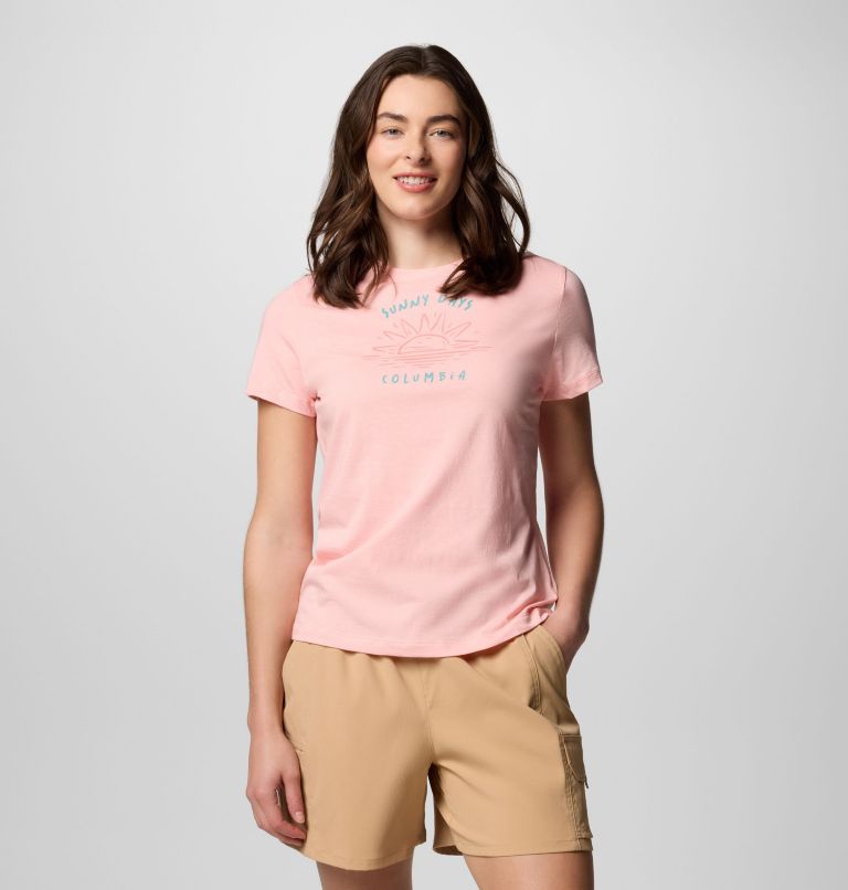 Women's Ruby Springs Graphic Fitted Technical T-Shirt, Color: Pink Sand, Ready For Rays, image 1
