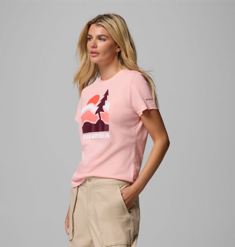 Women's Ruby Springs Graphic Fitted T-Shirt, Color: Pink Sand, Get Hiked, image 4