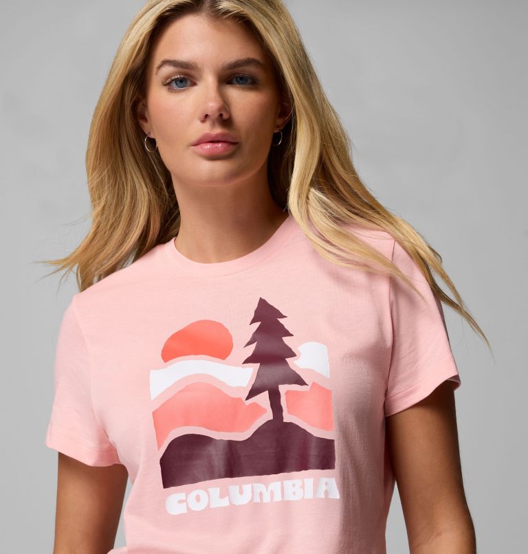 Women's Ruby Springs Graphic Fitted T-Shirt, Color: Pink Sand, Get Hiked, image 5