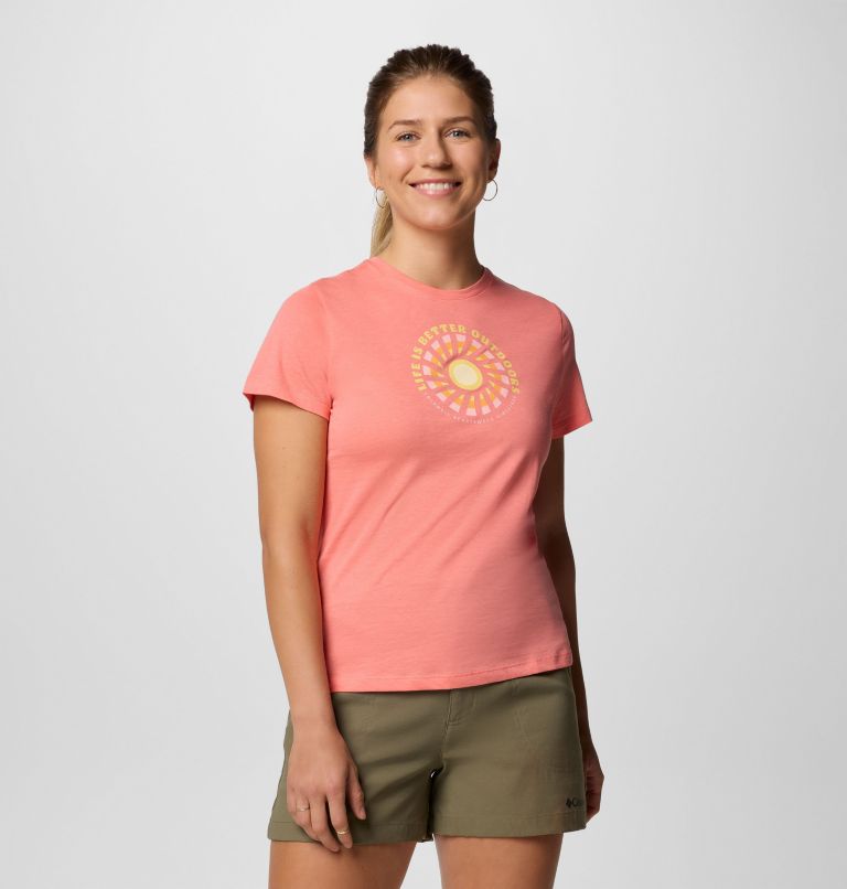 Women's Ruby Springs Graphic Fitted Short Sleeve Shirt, Color: Alpenglow, Outdoor Life, image 1