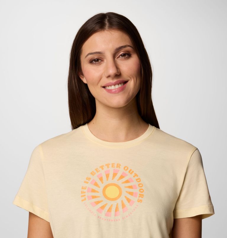 Women's Ruby Springs Graphic Fitted Short Sleeve Shirt, Color: Lemon Wash, Outdoor Life, image 4