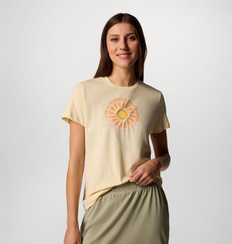 Women's Ruby Springs Graphic Fitted Short Sleeve Shirt, Color: Lemon Wash, Outdoor Life, image 6